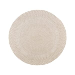 Round Beige Textured Rug for Home Decor