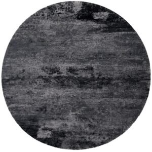Round Black Gray Abstract Pattern Rug