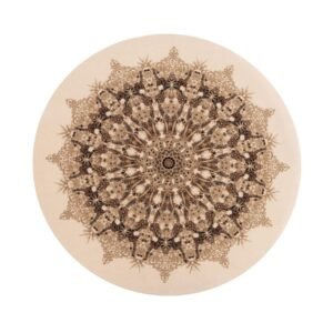 Round Beige Medallion Pattern Decorative Rug